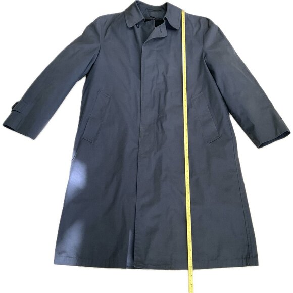 Vintage London Fog Men Dark Gray Trench Coat 38 Short Removable Fur Lining USA - Picture 1 of 15